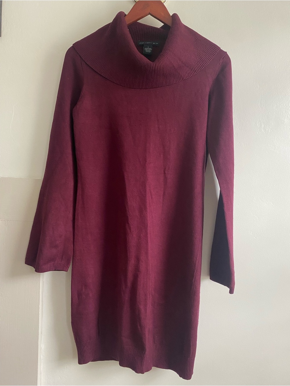 Wine Red Cowl Neck Sweater Dress